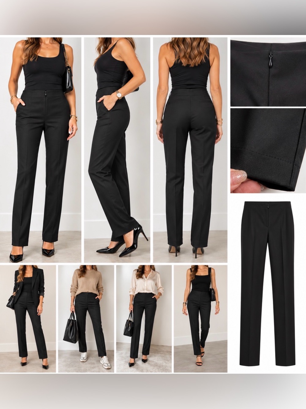 Peace of Cloth Pantsicular Black Trousers Size 8